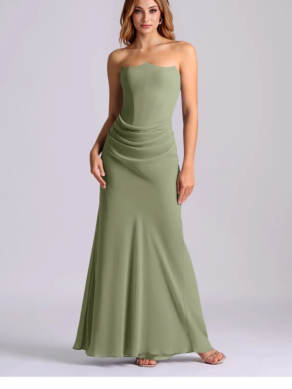 Azazie Debbie Chiffon Mermaid Bridesmaid Dress In Pistachio